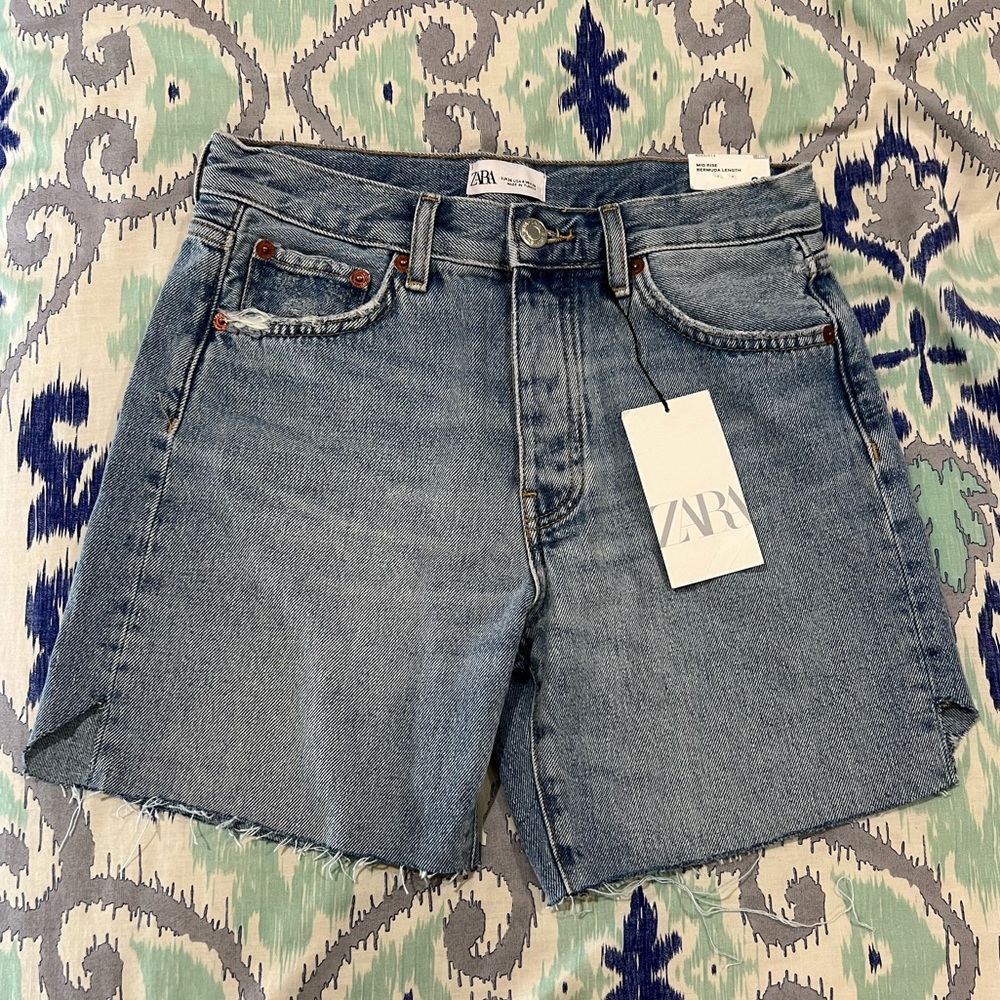 Zara Retro Cycling Jean Shorts US 4